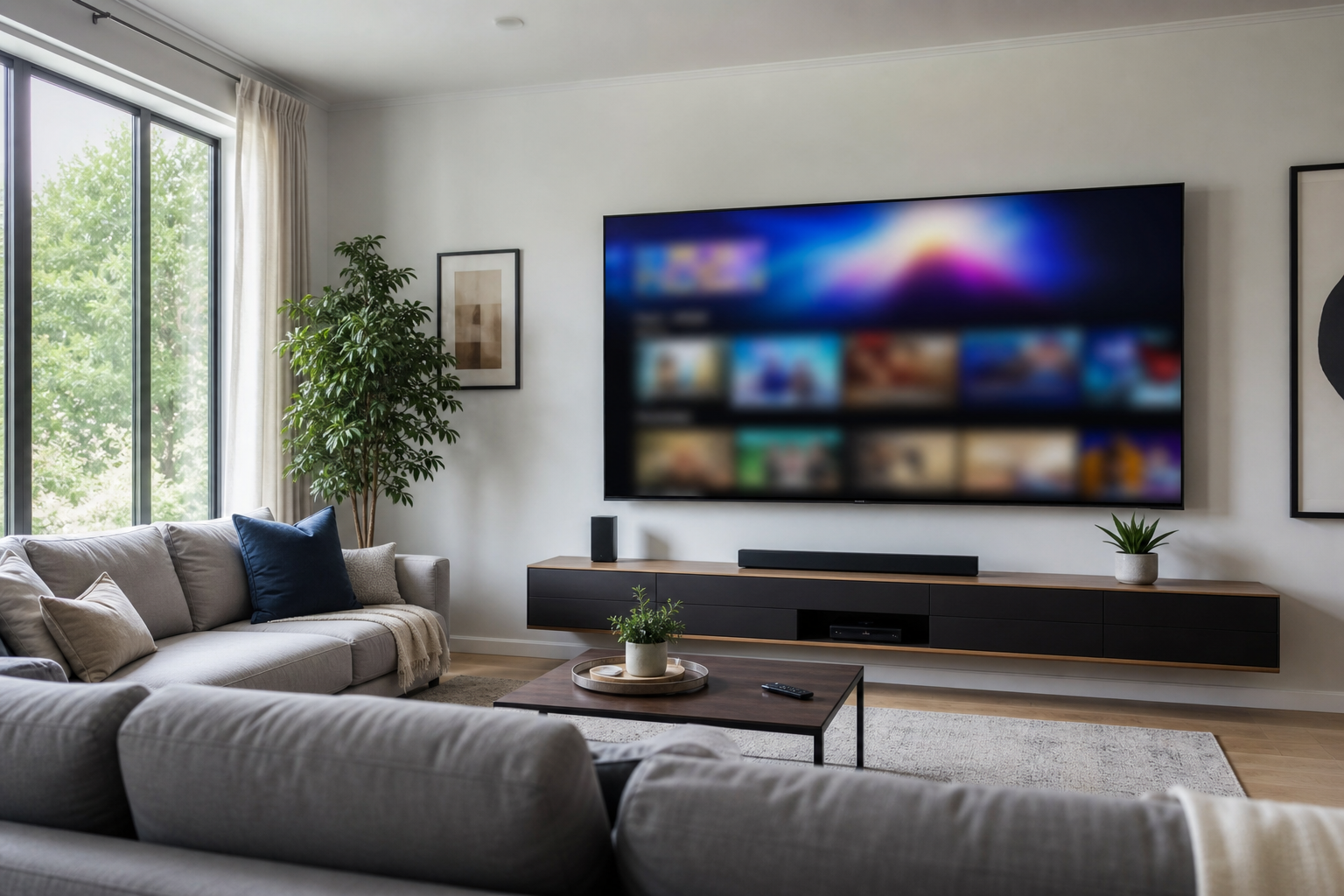 IPTV em Smart TV na sala moderna